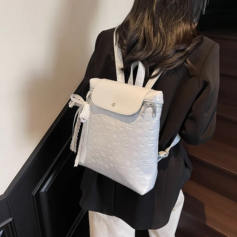 Iman's House PU Backpack Women's White/Pink/Blue/Black-9