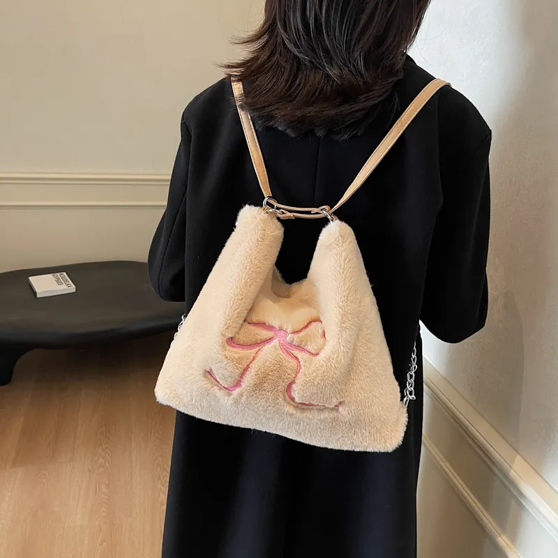 Iman's House Plush Tote Bag, Shopping Bag, Backpack, Shoulder Bag Women's Multicolor-7