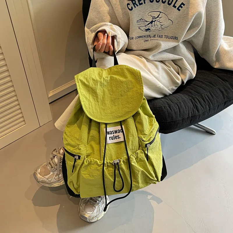 Iman's House Fabric Backpack Regular Women's Ecru/Yellow/Khaki/Green/Pink-16