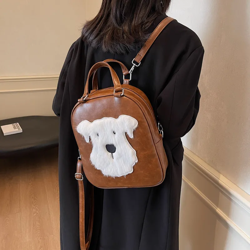 Iman's House PU Portable Crossbody Backpack Women's Coffee, Brown, Black-9