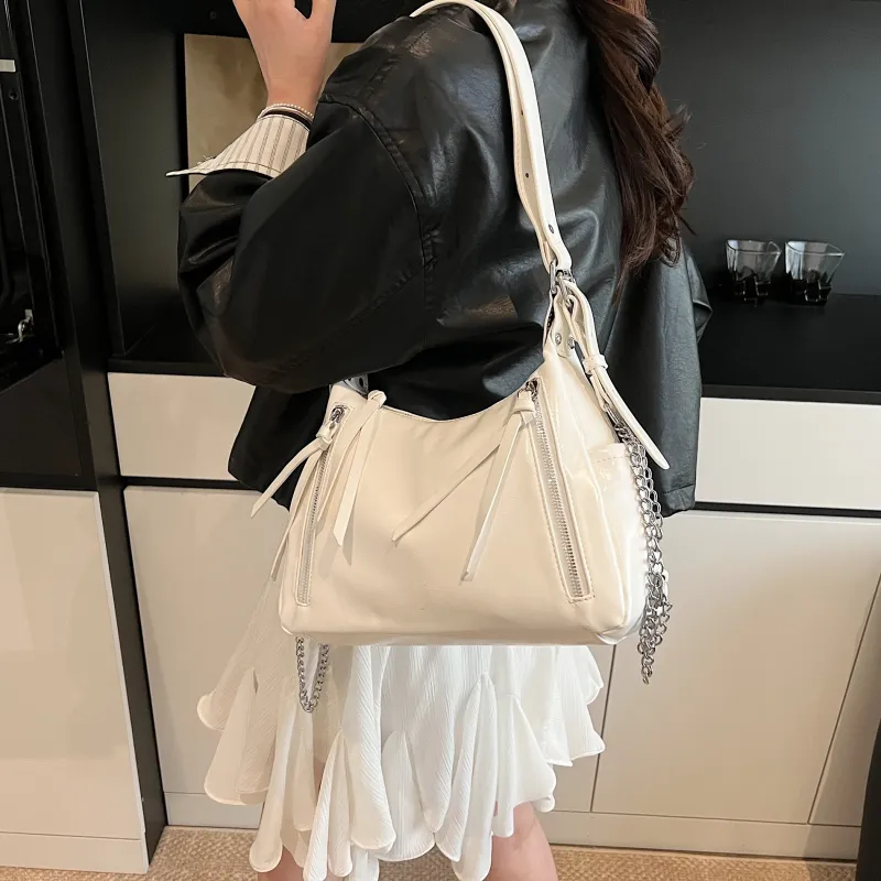 Iman's House PU Shoulder Bag Women's Black/White/Silver/Blue-6