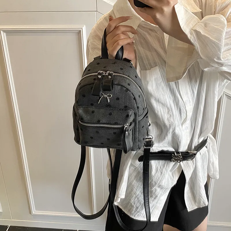 Iman's House PU Backpack Regular Women's White/Gray/Black-9