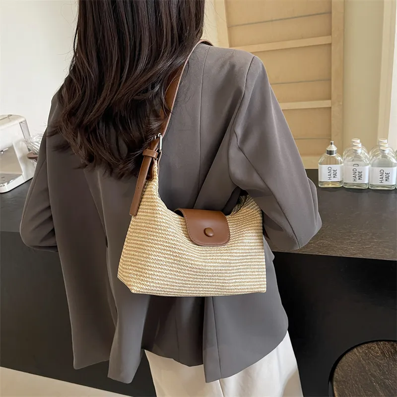 Iman's House Woven Shoulder Bag Women's Brown/Black/Pink-1