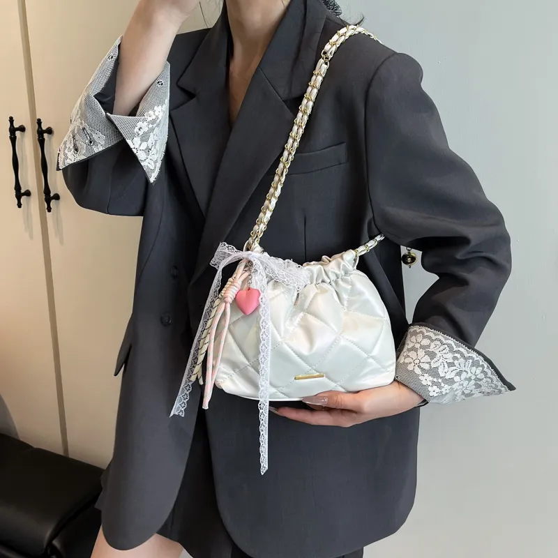 Iman's House PU Shoulder Bag Women's Pink/Black/White/Silver-10