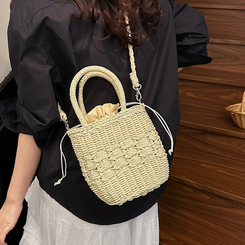Iman's House Straw Woven Handbag Women's Ecru/Khaki-1