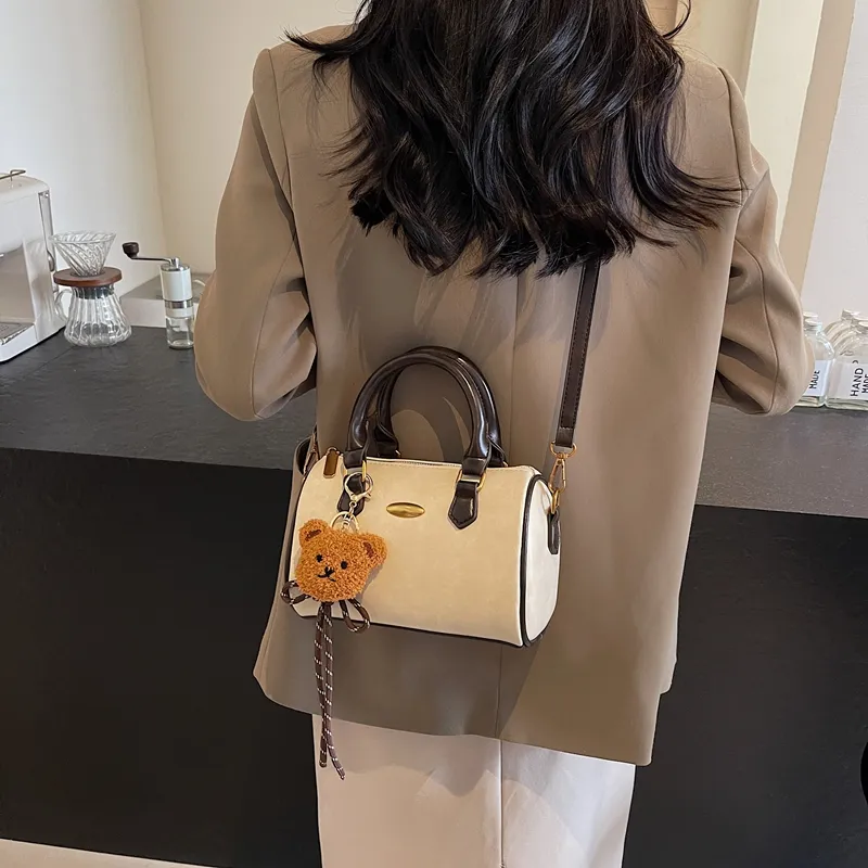 Iman's House PU One Shoulder Handbag Crossbody Bag Women's Ecru/Brown/Coffee/Black-1