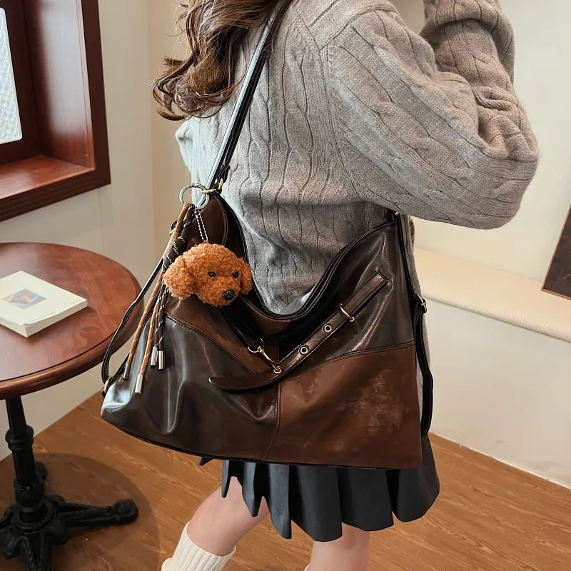 Iman's House PU Tote Bag, Shopping Bag, Backpack, Crossbody Bag, Shoulder Bag Women's Brown/Coffee/Black-7