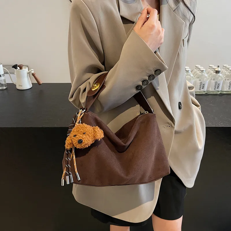 Iman's House PU Handbag, Crossbody Bag, Shoulder Bag Women's Suede Brown/Suede Coffee/Suede Black-6