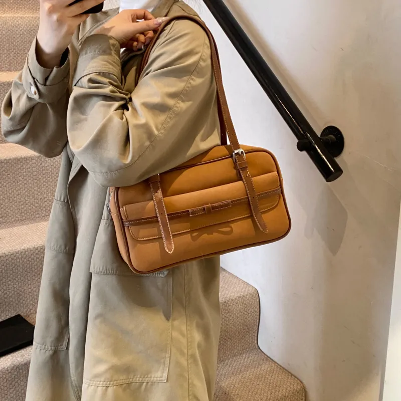 Iman's House PU & Matte Bowling Bag Shoulder Bag Women's Brown/Coffee/Gray/Black-4