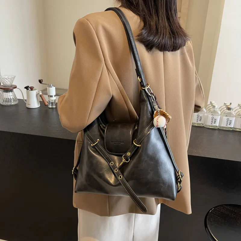 Iman's House PU Double Shoulder Crossbody Bag, Shoulder Bag Women's Light Brown/Dark Brown/Coffee/Black-17