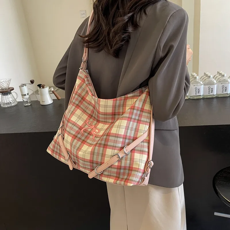 Iman's House PU Tote Bag Shopping Bag Crossbody Bag Shoulder Bag Women's White/Pink-1