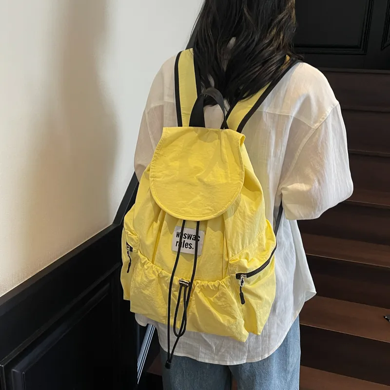 Iman's House Fabric Backpack Regular Women's Ecru/Yellow/Khaki/Green/Pink-5