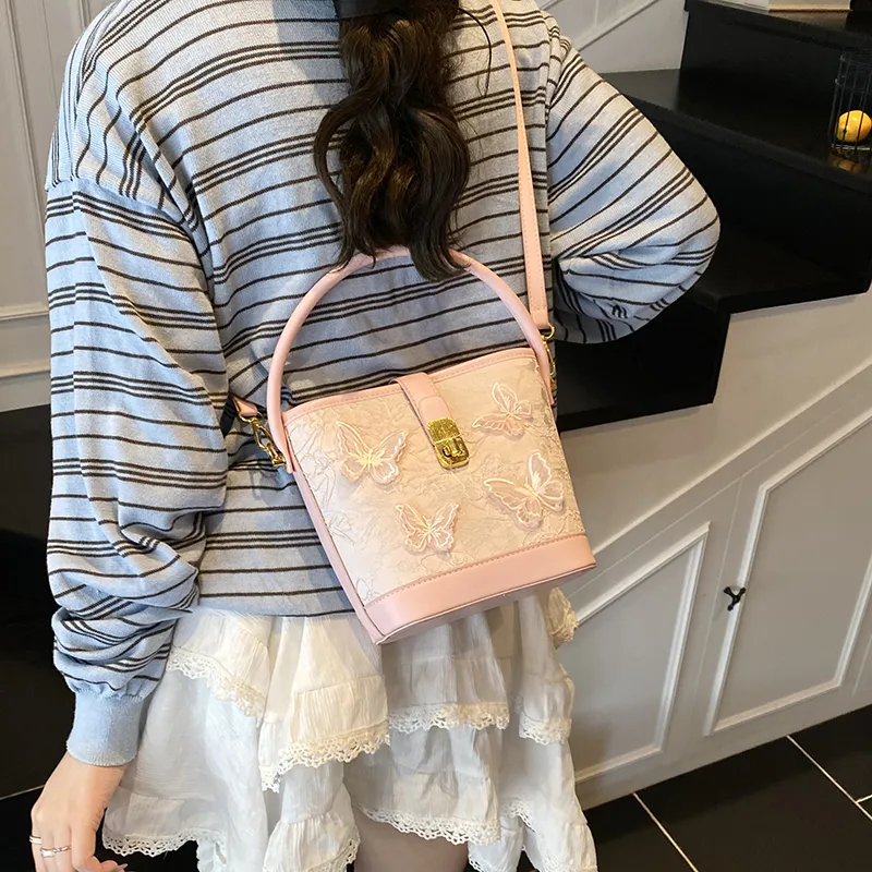 Iman's House PU Bucket Bag, Shoulder Bag, Crossbody Bag, Handbag Regular Women's Pink/White/Blue/Black-3