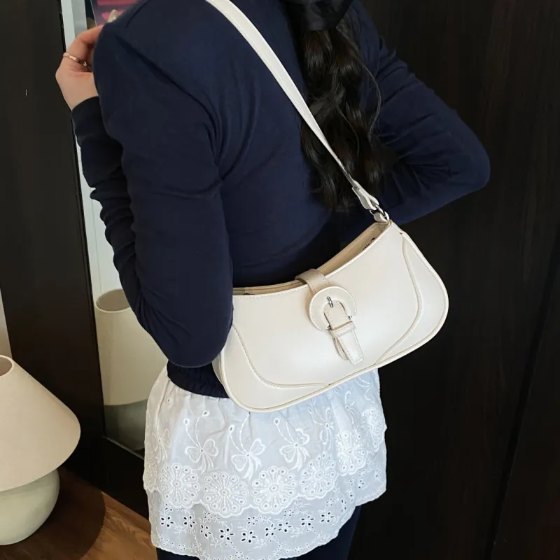 Iman's House PU Shoulder Bag Women's White/Blue/Pink/Black-1