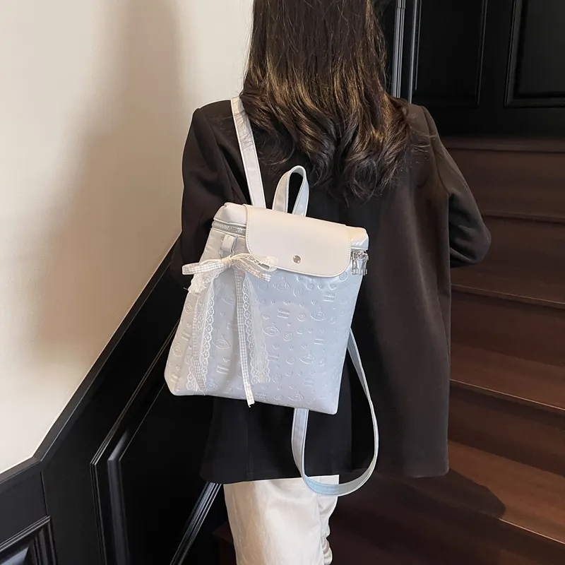 Iman's House PU Backpack Women's White/Pink/Blue/Black-10