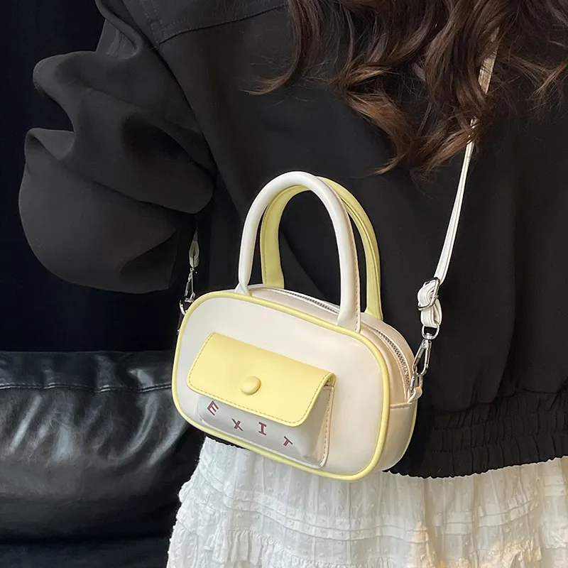 Iman's House PU One Shoulder Handbag Women's Ecru/Yellow/Silver/Purple-2