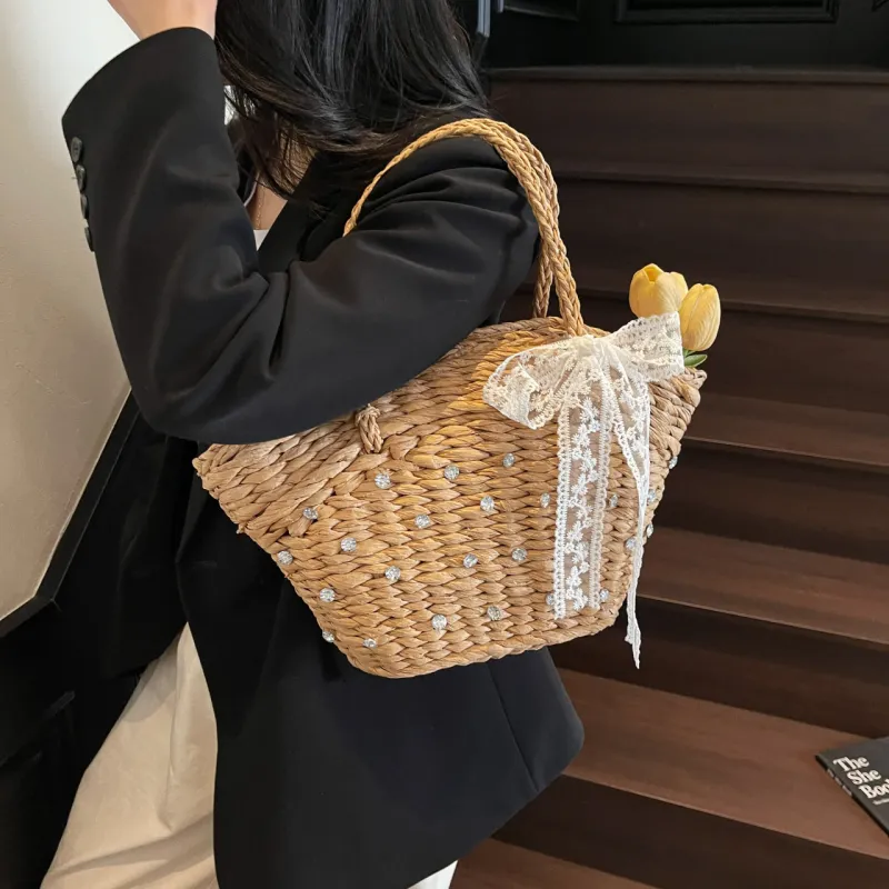 Iman's House Straw Woven Handbag Women's Multicolor-9