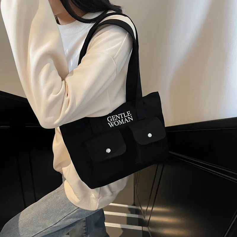 Iman's House Fabric Shoulder Bag Regular Unisex Ecru/Black/Black & White/White & Black-18