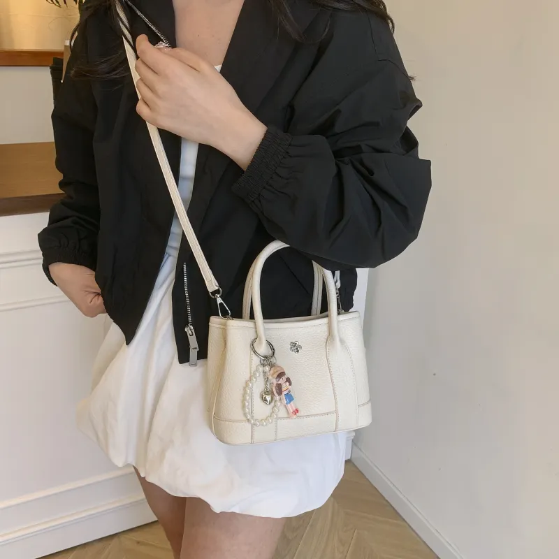 Iman's House PU Bucket Bag, One Shoulder Handbag Women's White/Pink/Yellow/Black-1