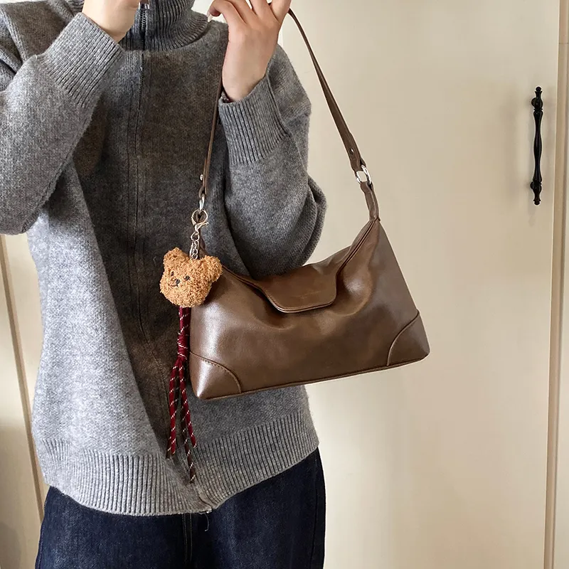 Iman's House PU Shoulder Bag Regular Women's Brown/Coffee/Burgundy/Black-1