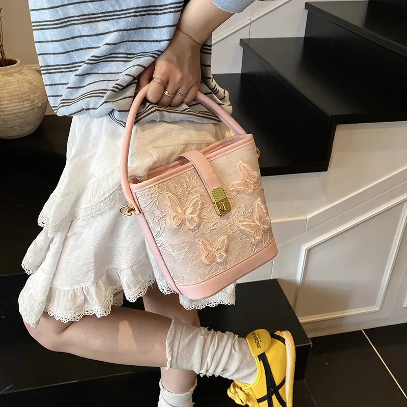 Iman's House PU Bucket Bag, Shoulder Bag, Crossbody Bag, Handbag Regular Women's Pink/White/Blue/Black-1