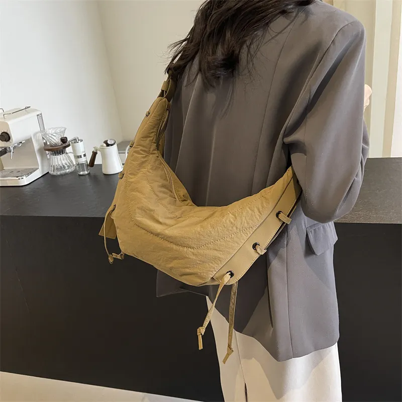 Iman's House Fabric Shoulder Bag Crossbody Bag Regular Unisex Coffee/Khaki/Fuchsia/Black-2