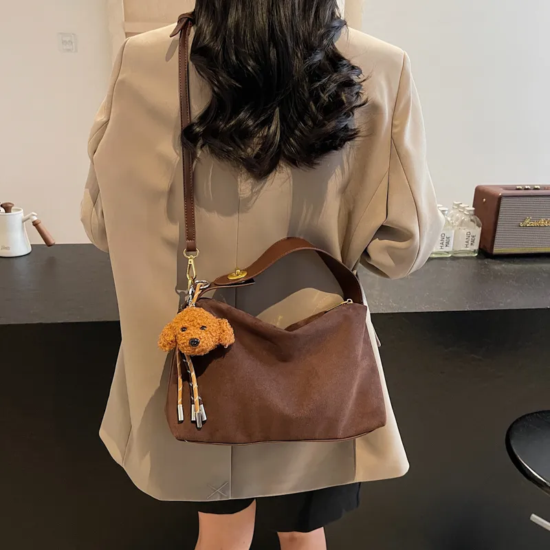 Iman's House PU Handbag, Crossbody Bag, Shoulder Bag Women's Suede Brown/Suede Coffee/Suede Black-7