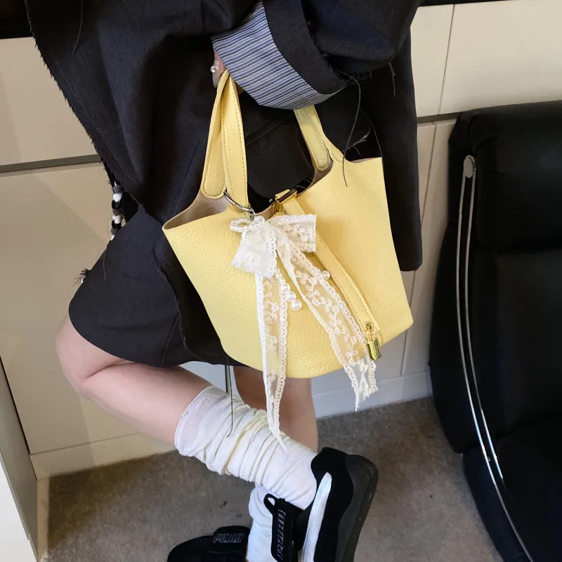 Iman's House PU Handbag Women's Ecru/Yellow/Elephant Gray-7