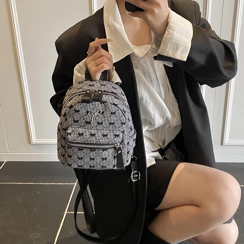 Iman's House PU Backpack Regular Women's White/Gray/Black-6