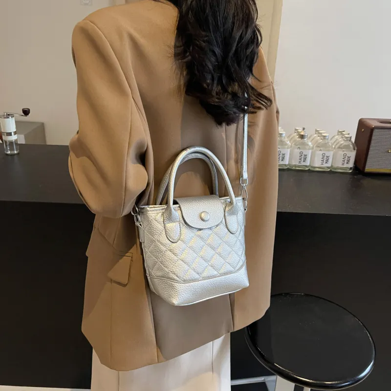 Iman's House PU Shoulder Bag Women's White & Black/Silver/Coffee/Black-7