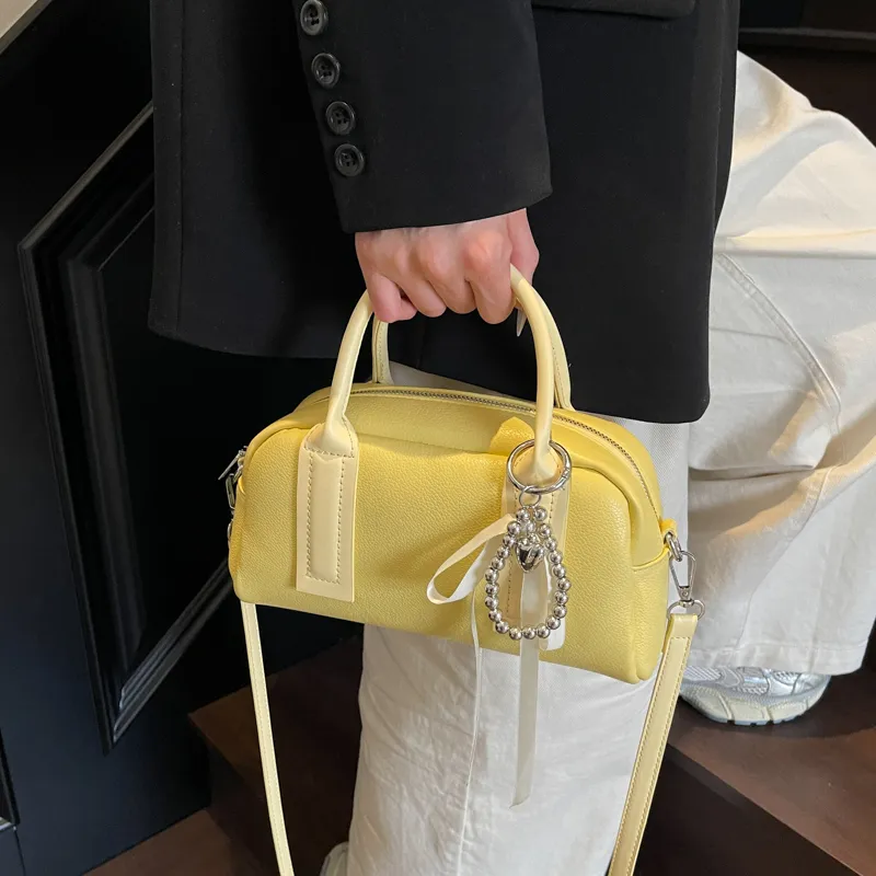 Iman's House PU One Shoulder Handbag Women's Ivory/Pink/Black/Yellow-14
