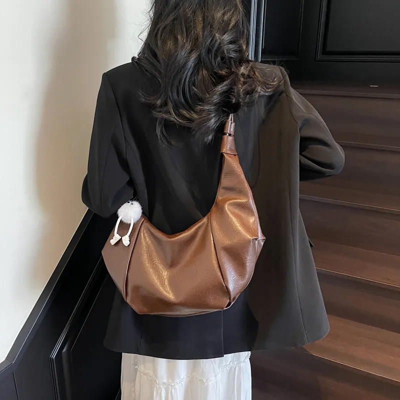 Iman's House PU Shoulder Bag Regular Women's Ecru/Brown/Coffee/Black-6