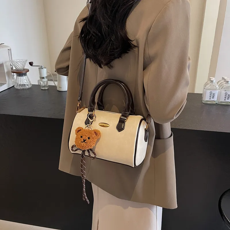 Iman's House PU One Shoulder Handbag Crossbody Bag Women's Ecru/Brown/Coffee/Black-3
