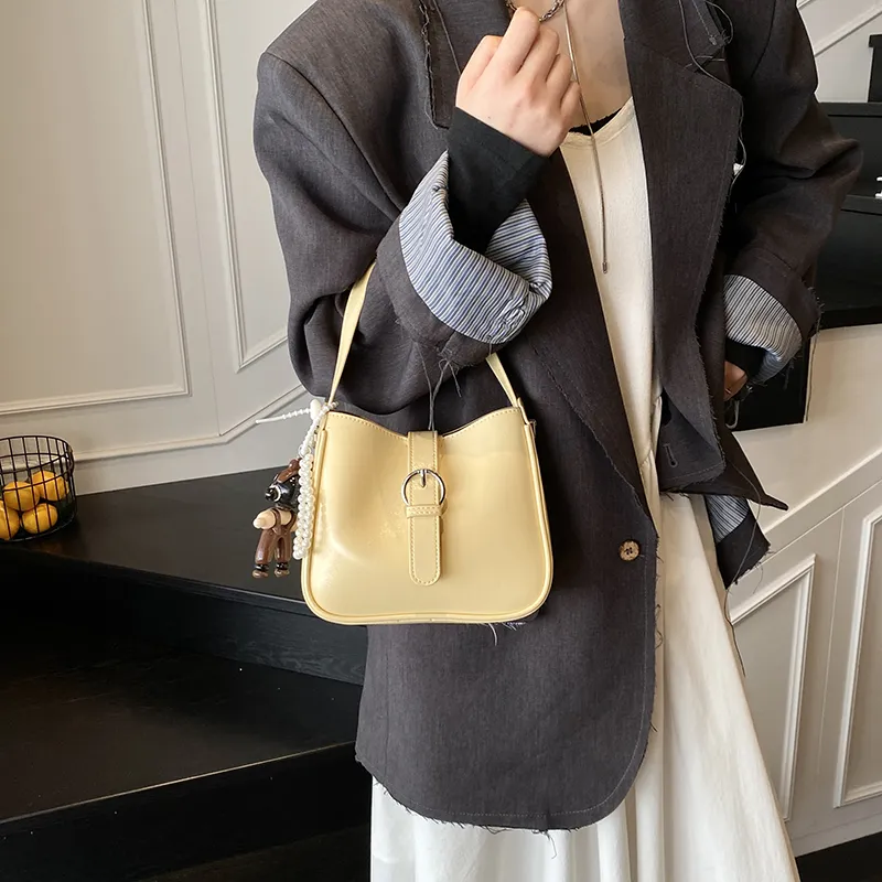 Iman's House PU One Shoulder Handbag Women's White/Yellow/Pink/Black-6