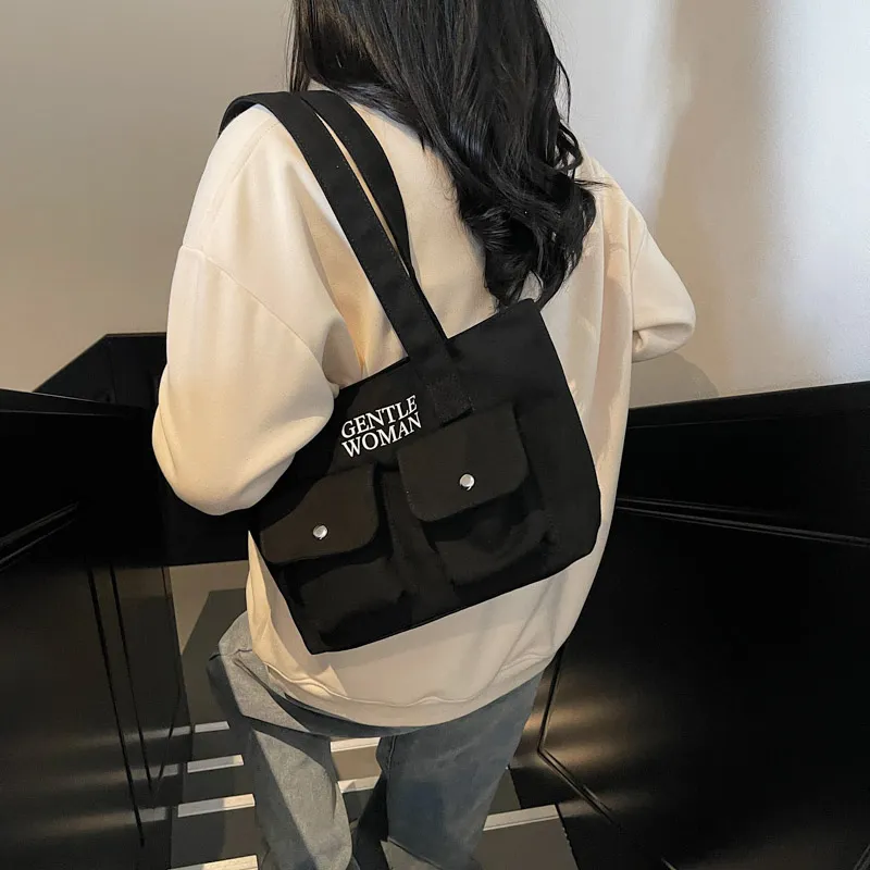 Iman's House Fabric Shoulder Bag Regular Unisex Ecru/Black/Black & White/White & Black-17