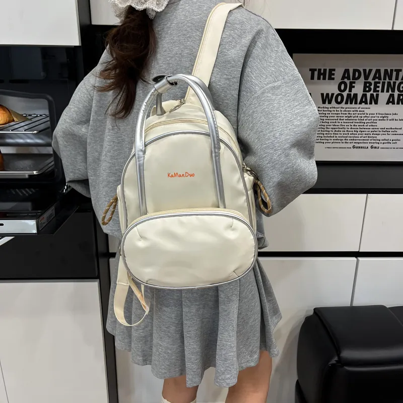 Iman's House Nylon Backpack Regular Women's White/Pink-3