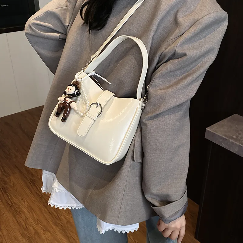 Iman's House PU One Shoulder Handbag Women's White/Yellow/Pink/Black-3