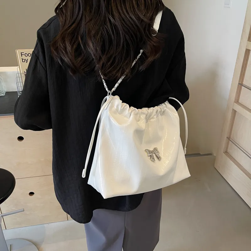 Iman's House PU Shoulder Bag Women's Silver/White/Black-9