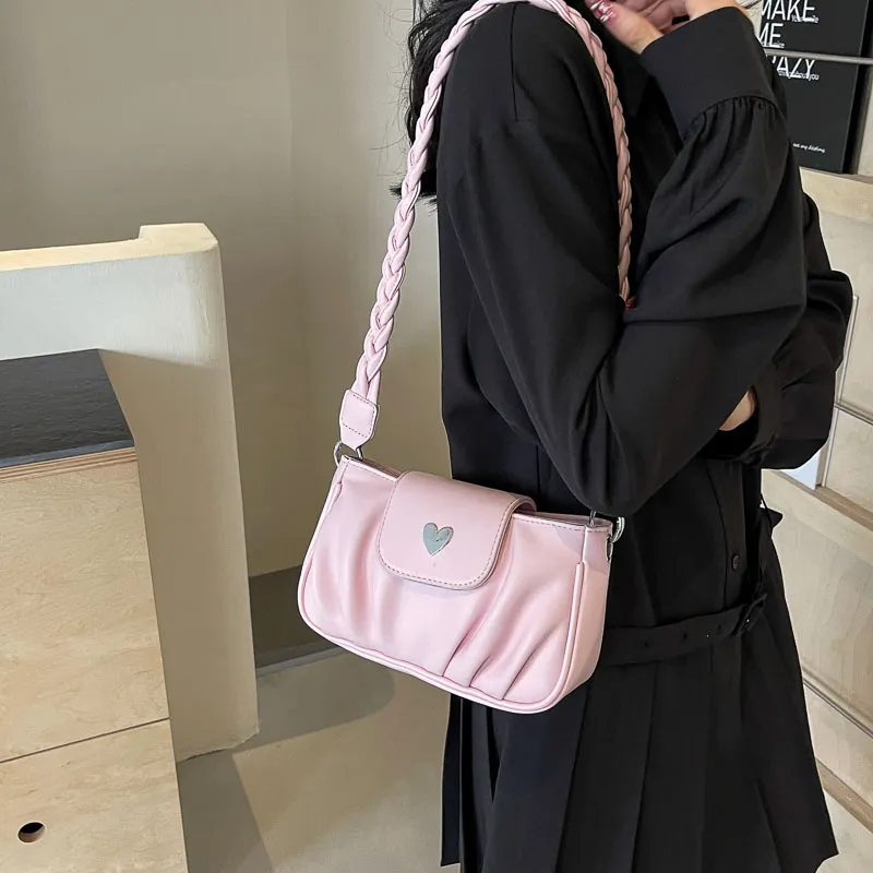 Iman's House PU Shoulder Bag Women's Silver/Ecru/Pink/Black-11
