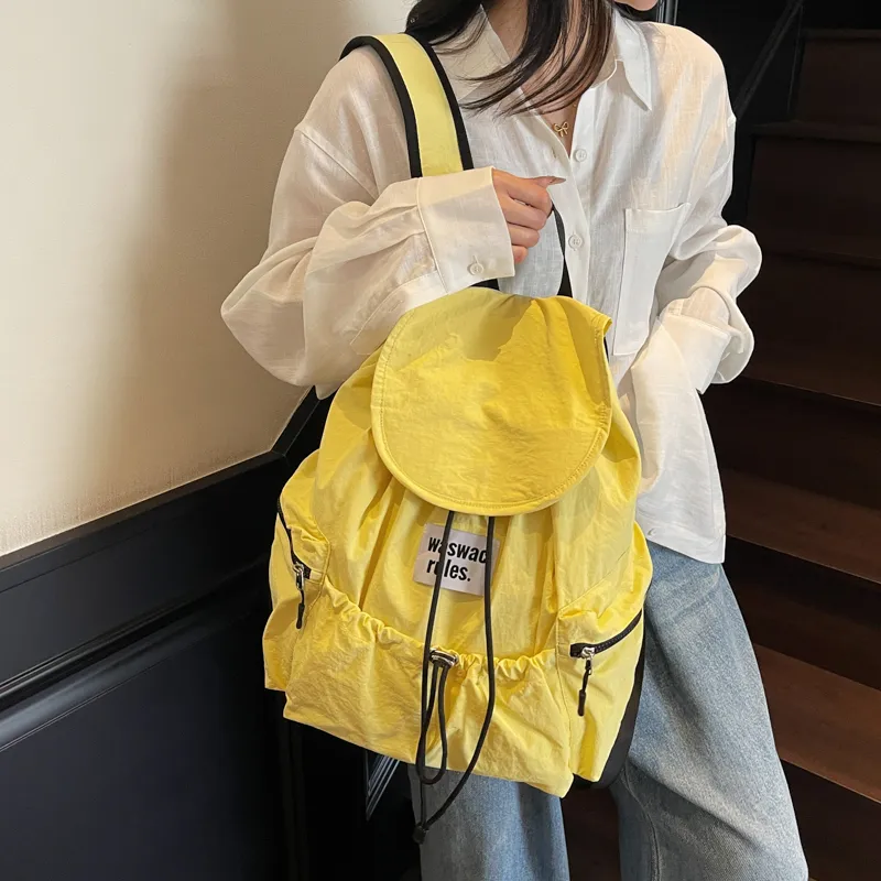 Iman's House Fabric Backpack Regular Women's Ecru/Yellow/Khaki/Green/Pink-8