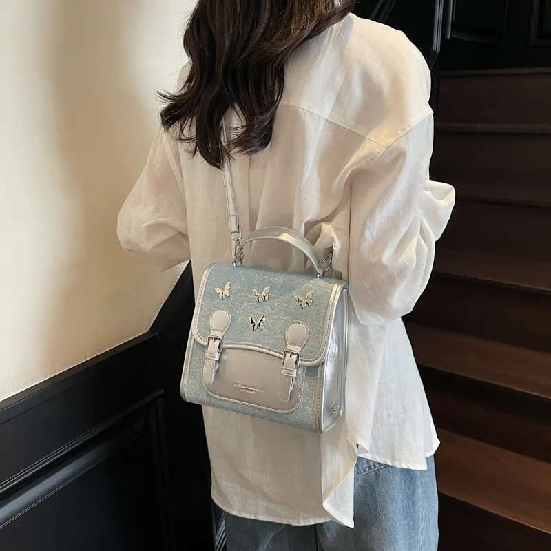 Iman's House Fabric Backpack Women's Sky Blue/Denim Blue/Black-1