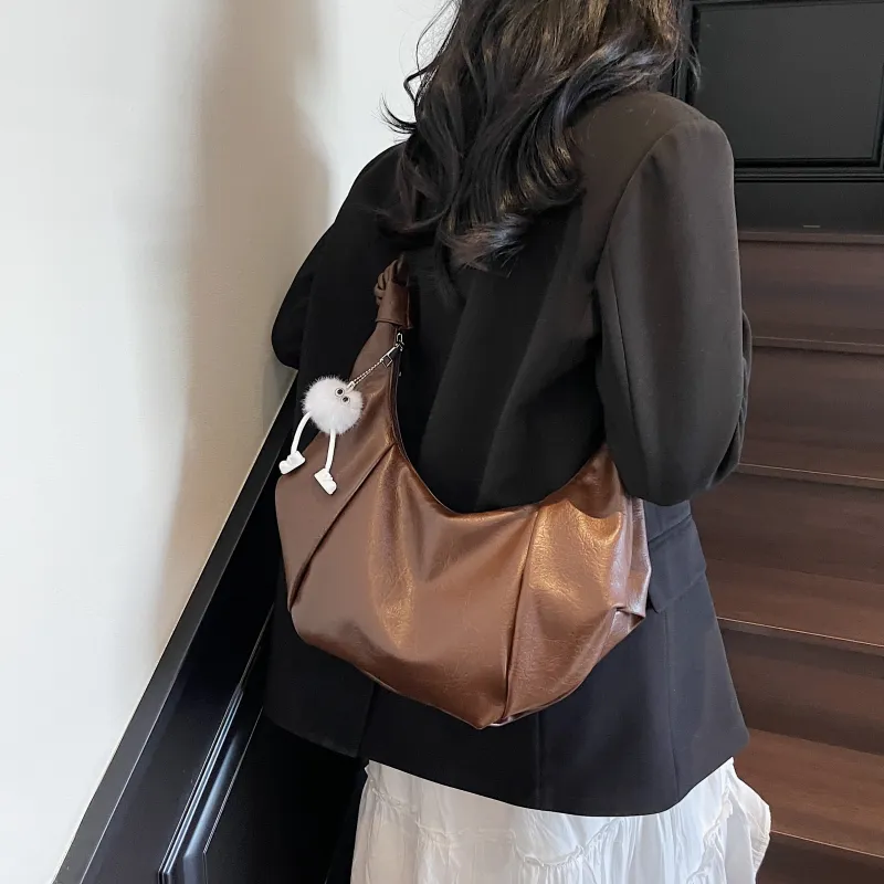 Iman's House PU Shoulder Bag Regular Women's Ecru/Brown/Coffee/Black-9