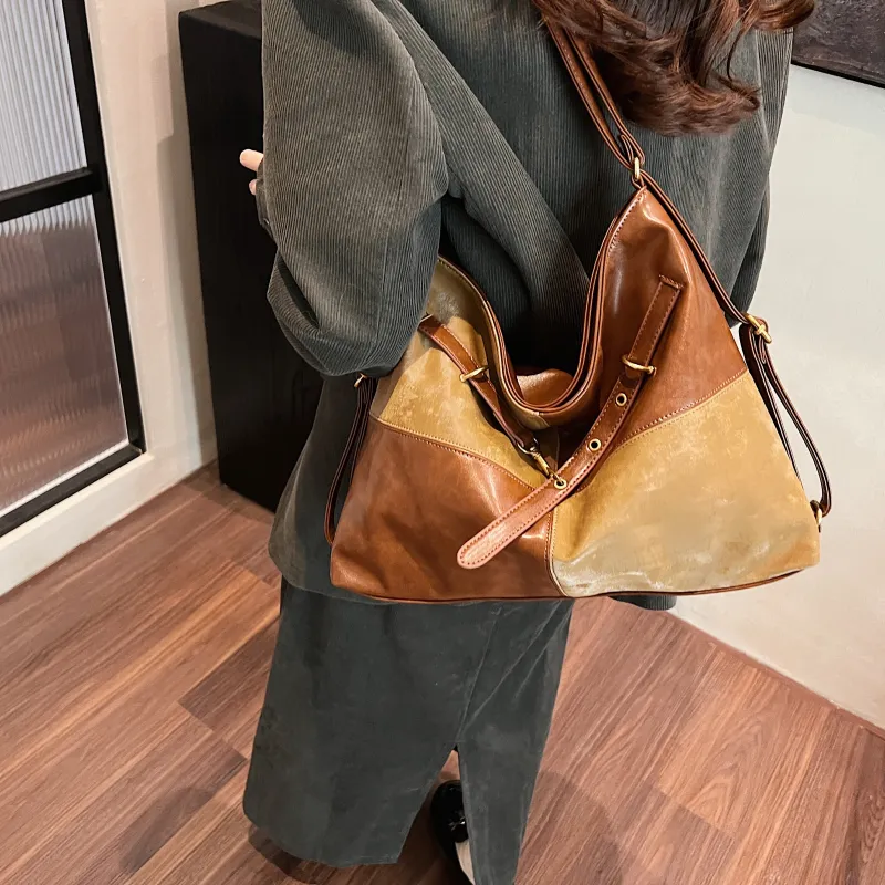Iman's House PU Tote Bag, Shopping Bag, Backpack, Crossbody Bag, Shoulder Bag Women's Brown/Coffee/Black-2