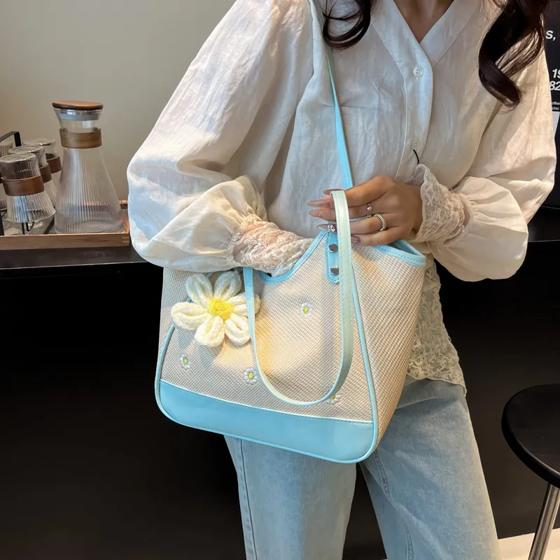 Iman's House PU Shoulder Bag Women's Pink/Blue-5