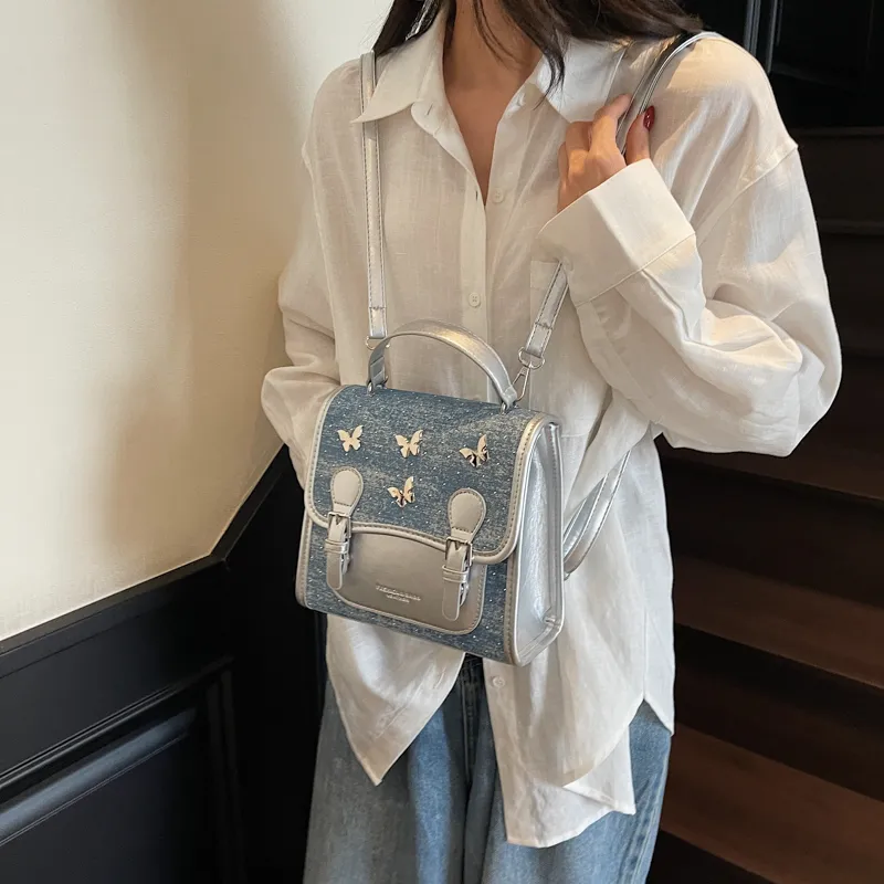 Iman's House Fabric Backpack Women's Sky Blue/Denim Blue/Black-9