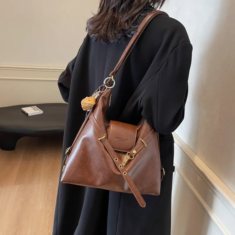 Iman's House PU Double Shoulder Crossbody Bag, Shoulder Bag Women's Light Brown/Dark Brown/Coffee/Black-8
