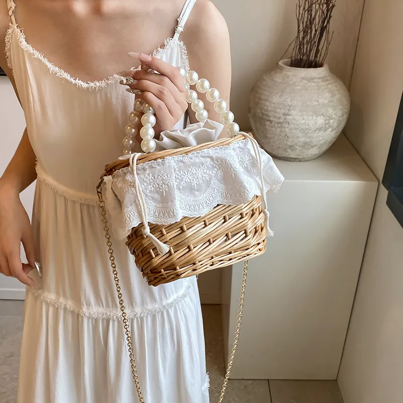 Iman's House Special Material Shoulder Bag Women's Round White/Square White/Square Multicolor-3
