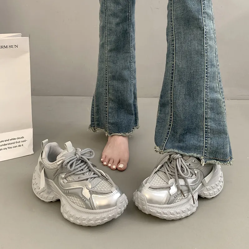 ANNAI Anti Slip Wear Resistant Low Top Chunky Sneakers Women's-2