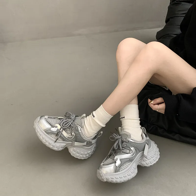 ANNAI Anti Slip Wear Resistant Low Top Chunky Sneakers Women's-3