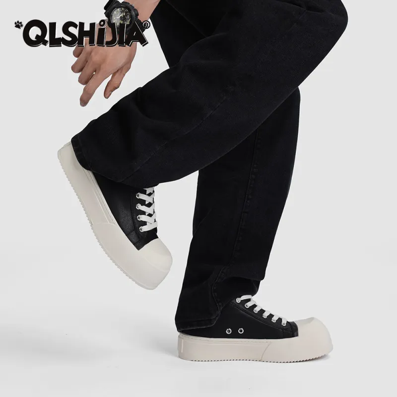 Wolves • Family QUNLANGSHIJIA Height Increasing Platform, Low Top Skateboard Shoes Men's Black-3